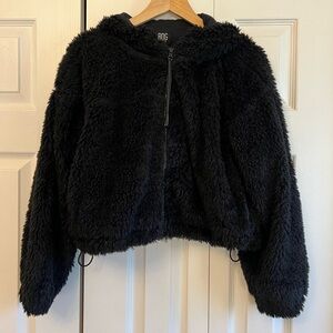 BDG Cropped Faux Fur Hooded Jacket - Size: M